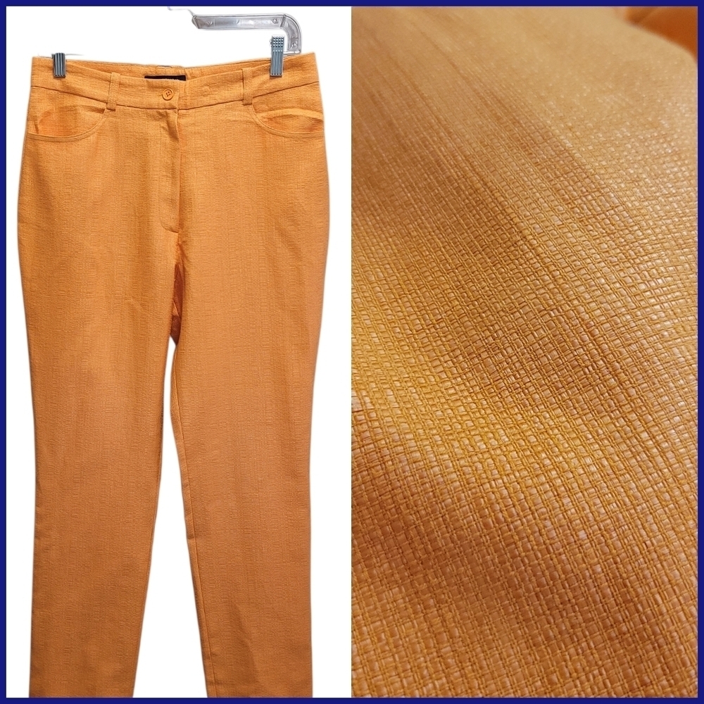 Lyn Devon Orange Slacks Silk Lining Cotton Blend - 6